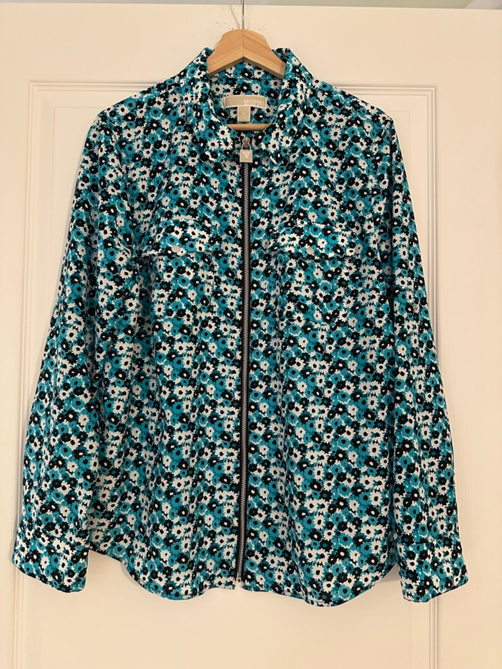 Michael Kors Floral Zip-Up Shirt – Size XL
